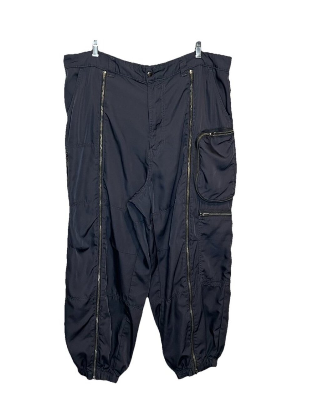 BDG Urban Outfitters Satin Flight Cargo Pants XL Gray Zip Utilty Parachute Y2K